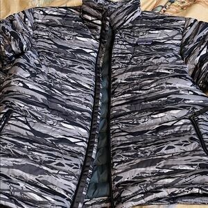 Patagonia Black and Gray Camouflage Jacket